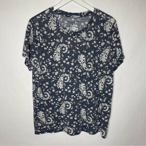 Lucky Brand Floral Print Top - Navy and Light Blue